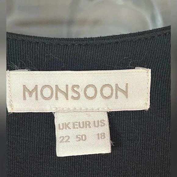 Monsoon Breaded Plus Size Women’s Maxi Dress Boho Tie Waisted Black - Picture 10 of 14